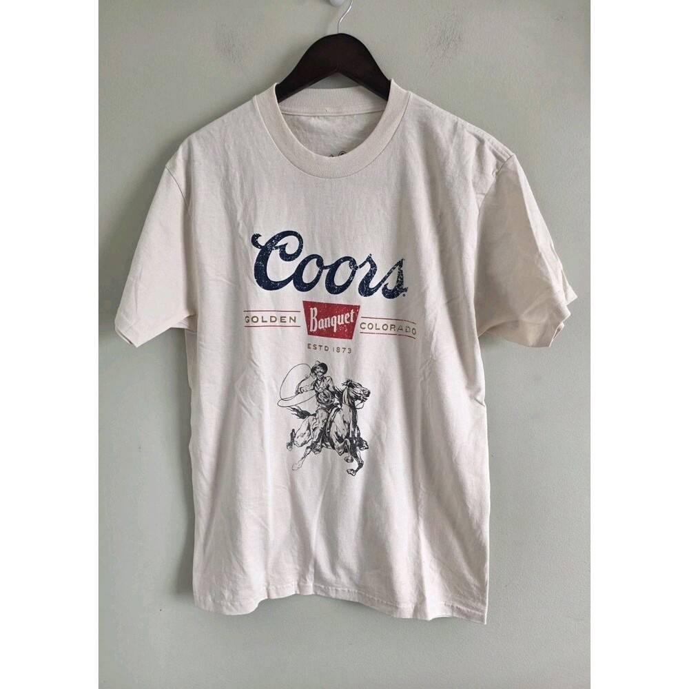 Coors golden Banquet colorado Heritage T-Shirt Beige men's size M 100% cotton